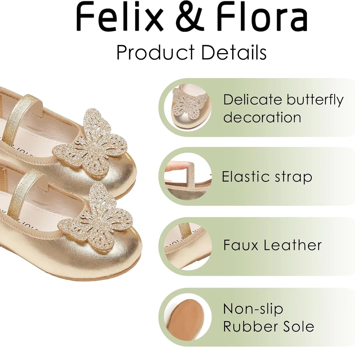 Felix & Flora Toddler Little Girls Dress Shoes - Flower Girls Mary Jane Flats Ballet Shoes Party Wedding