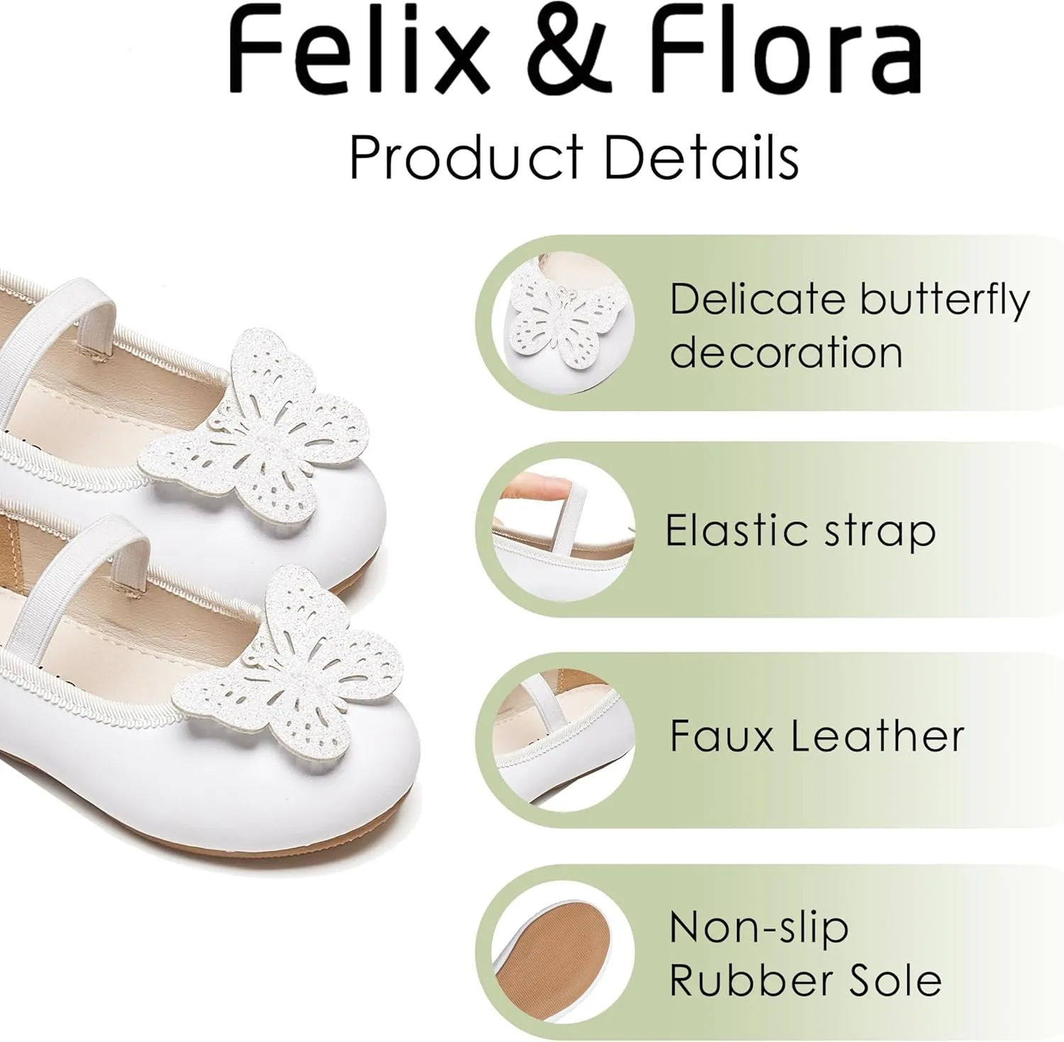 Felix & Flora Toddler Little Girls Dress Shoes - Flower Girls Mary Jane Flats Ballet Shoes Party Wedding