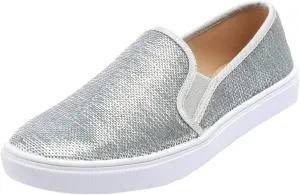 FEVERSOLE Women's Fashion Sparkle Sequin Embellished Sneaker Party Holiday Casual Shoes