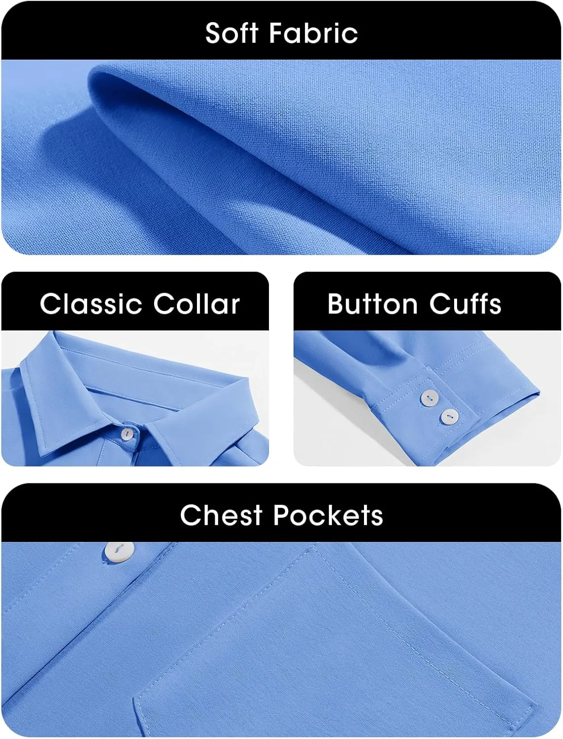 Fisoew Womens Casual Button Down Shirt Dress Long Sleeve Collared Pleated Swing Mini Dresses