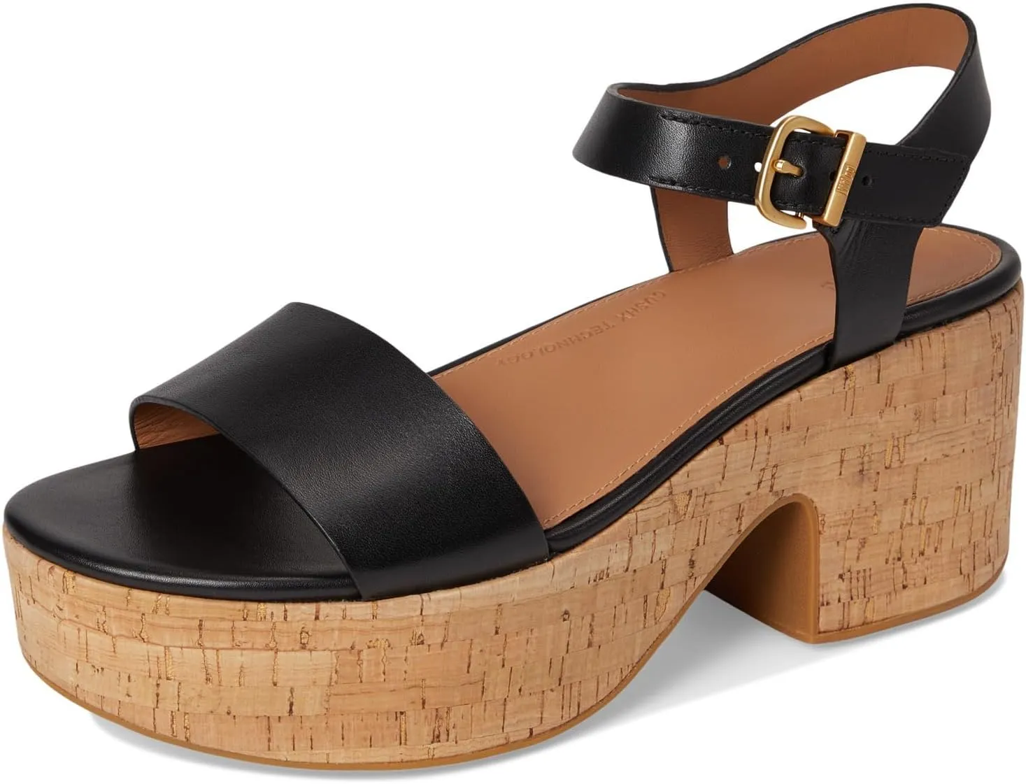FitFlop Women's Platfforms Leather/Cork Heeled Ankle-Strap Sandals Wedge
