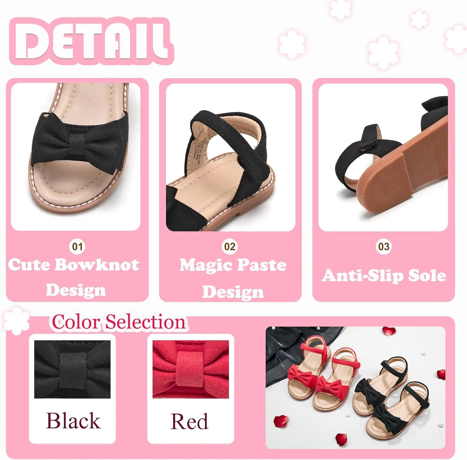 Flaryzone Toddler Little Girls Glitter Flower Open-Toe Flat Dress Sandals Summer Shoes