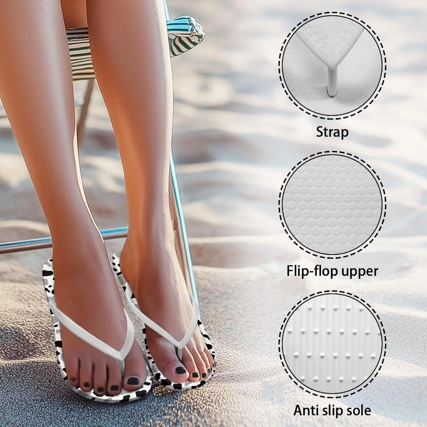 Flip Flops for Women, Comfortable Beach Sandals Open Toe Shower Slipper Non-Slip Slide Slippers Sandals Bath Shoes
