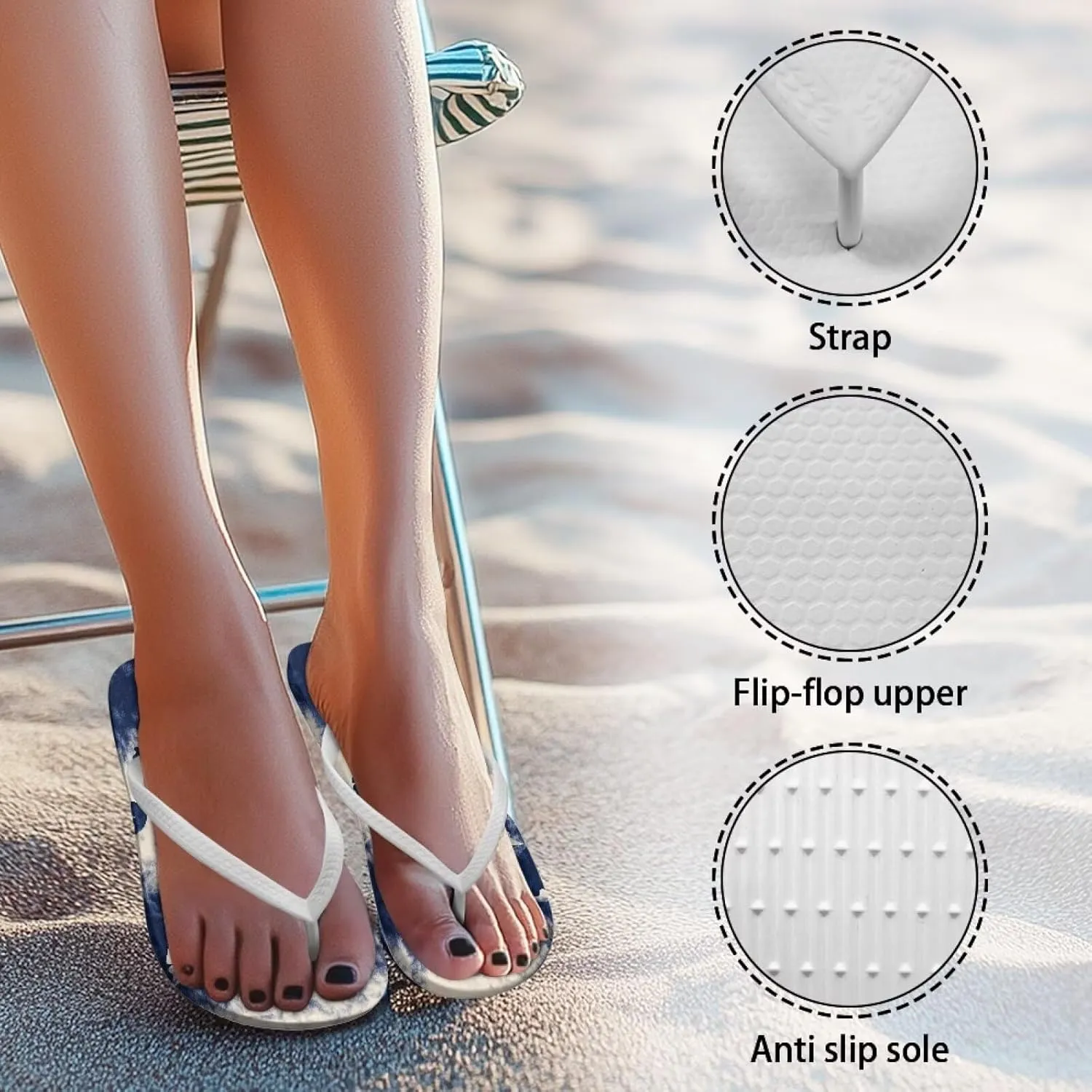 Flip Flops for Women, Comfortable Beach Sandals Open Toe Shower Slipper Non-Slip Slide Slippers Sandals Bath Shoes