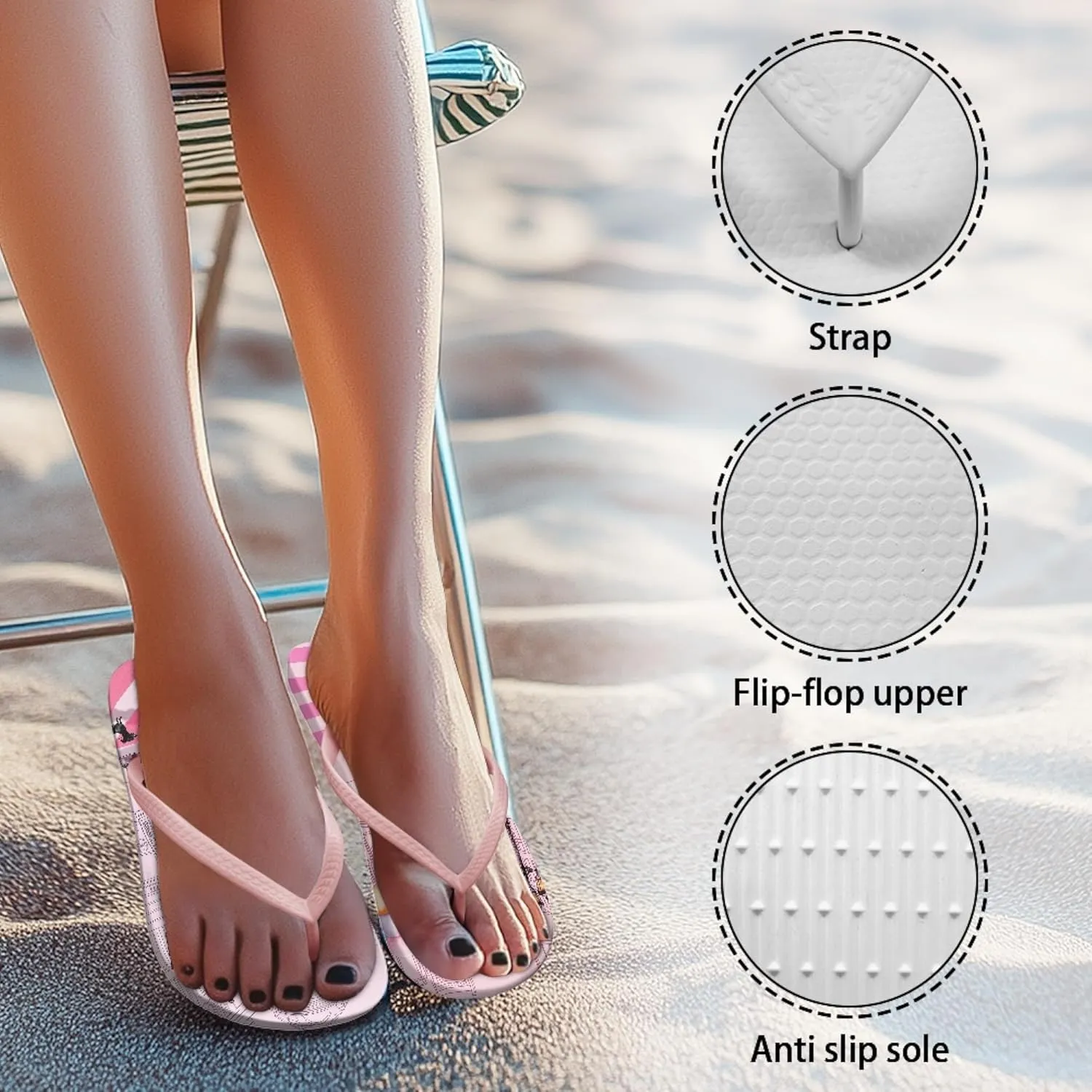 Flip Flops for Women Comfortable EVA Beach Sandals Cute Summer Non Slip Gym Slippers Bathroom Shower Shoes