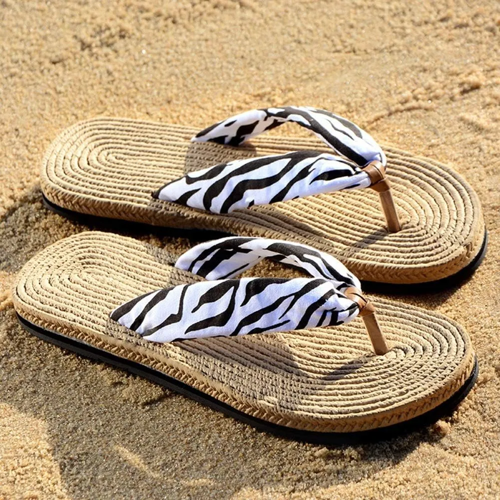 Flip Flops, Linen Slippers, Flip-Flop Deodorant Moisture Wicking Flax Skidproof Breathable, Women Men Casual Flax Sandals Home