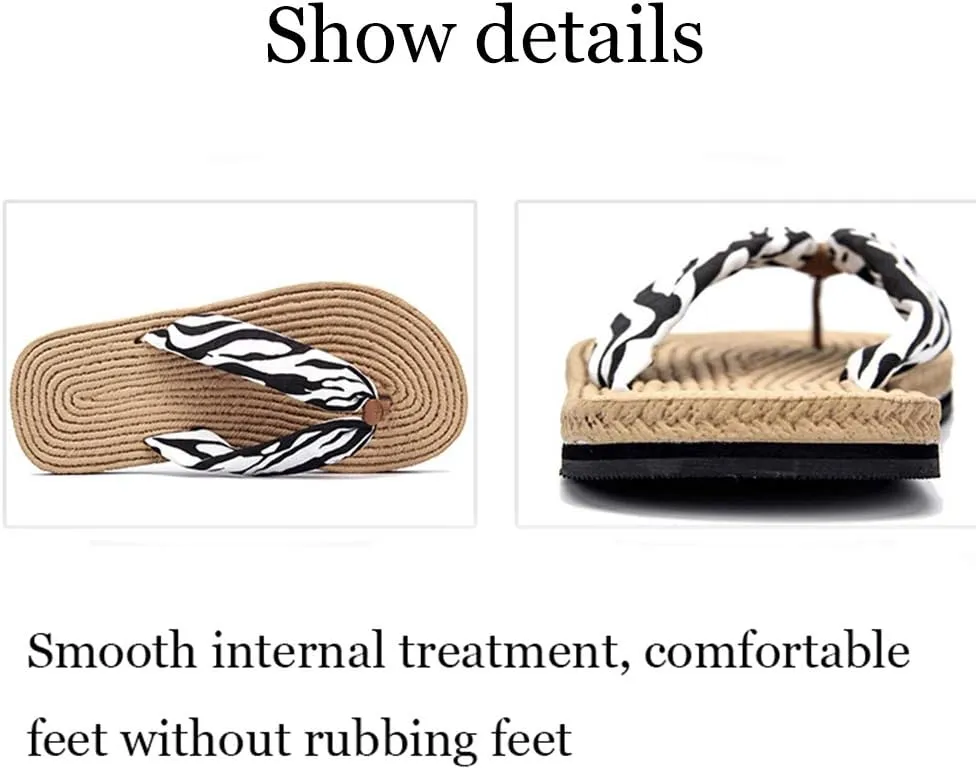 Flip Flops, Linen Slippers, Flip-Flop Deodorant Moisture Wicking Flax Skidproof Breathable, Women Men Casual Flax Sandals Home