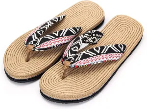Flip Flops, Linen Slippers, Flip-Flop Deodorant Moisture Wicking Flax Skidproof Breathable, Women Men Casual Flax Sandals Home