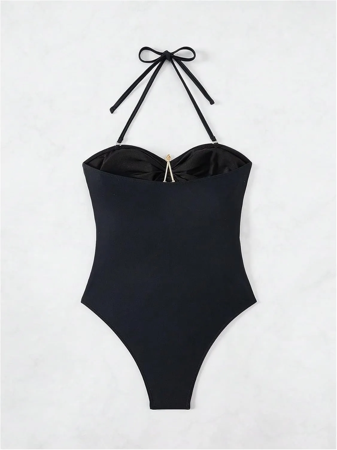 Floerns Women's Halter One Piece Swimsuit Starfish Cut Out Ruched Bathing Suits