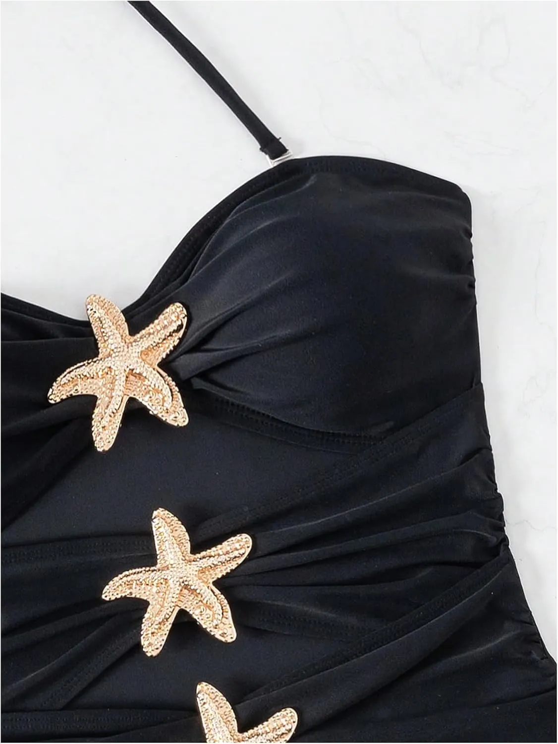 Floerns Women's Halter One Piece Swimsuit Starfish Cut Out Ruched Bathing Suits