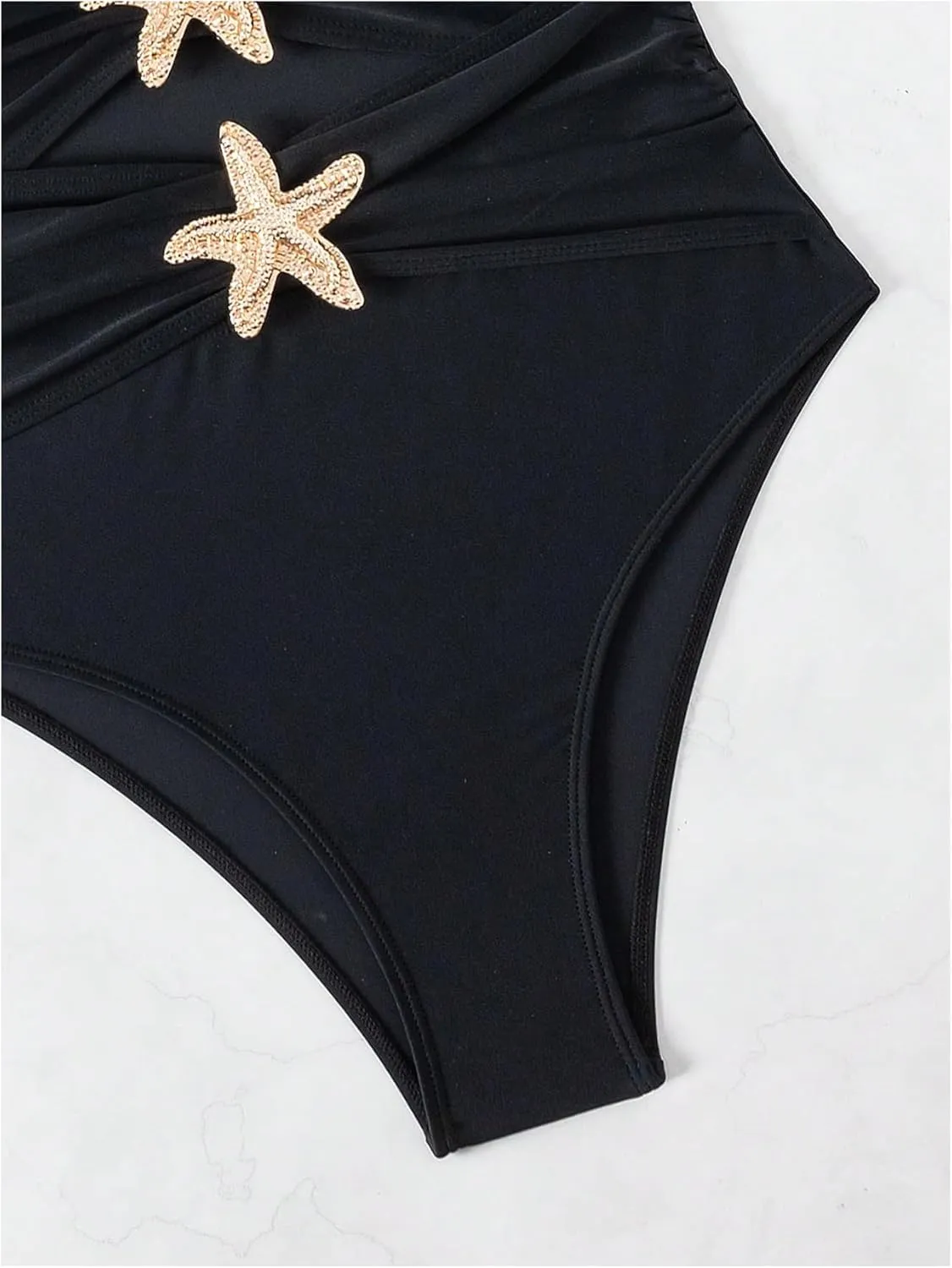 Floerns Women's Halter One Piece Swimsuit Starfish Cut Out Ruched Bathing Suits