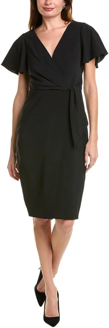 Flutter Sleeve Mock Wrap Dress