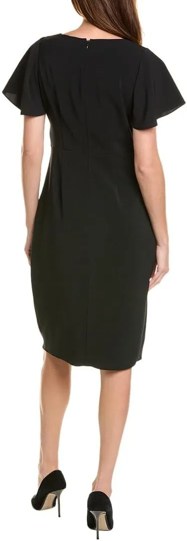 Flutter Sleeve Mock Wrap Dress