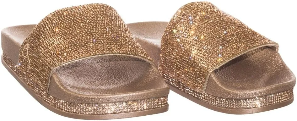 Forever Link Viste-07 Glitter Slide in PVC Molded Footbed Flatform Sandal Slippers