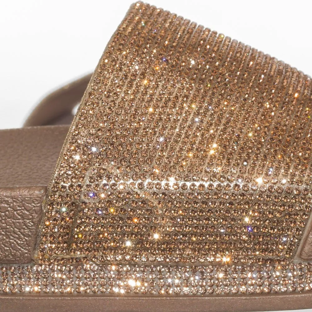 Forever Link Viste-07 Glitter Slide in PVC Molded Footbed Flatform Sandal Slippers