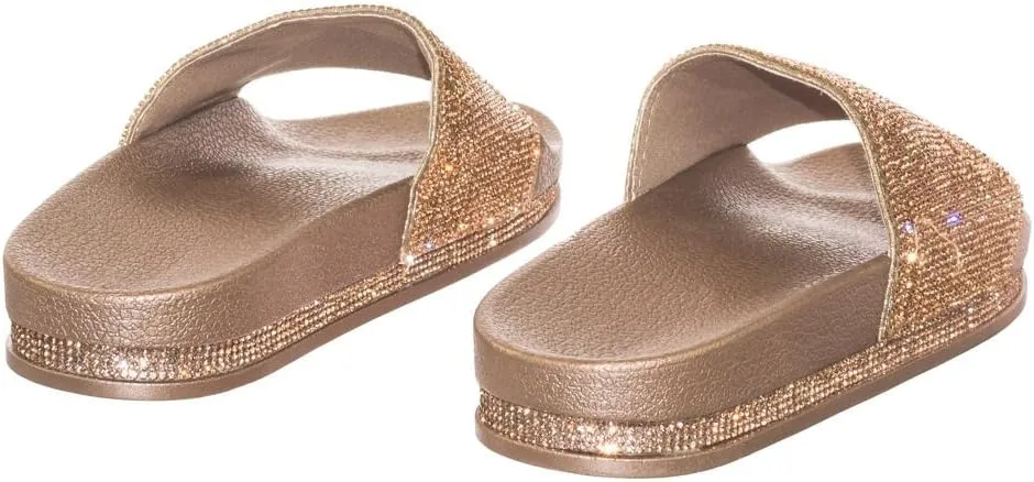 Forever Link Viste-07 Glitter Slide in PVC Molded Footbed Flatform Sandal Slippers