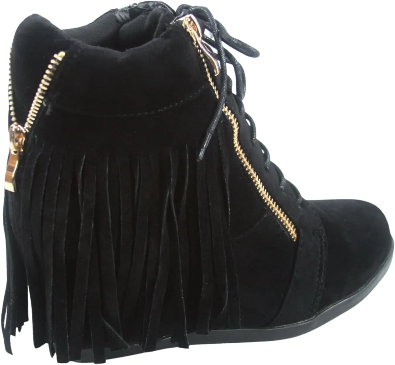 Forever Link Women's Fashion Glitter High Top Lace Up Wedge Sneaker Shoes