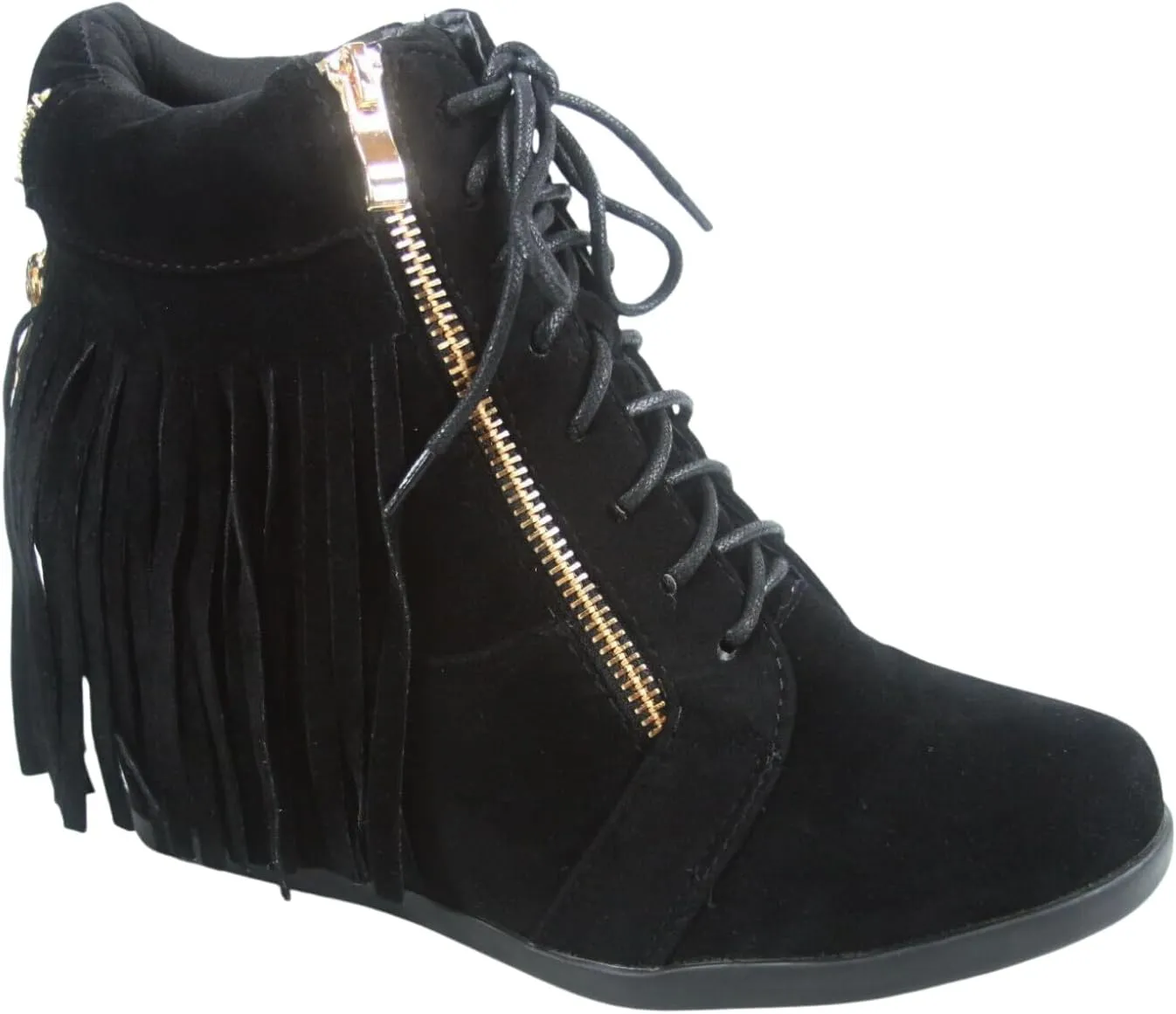 Forever Link Women's Fashion Glitter High Top Lace Up Wedge Sneaker Shoes