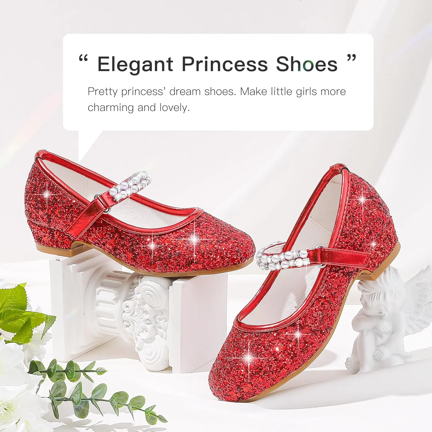 Furdeour Toddler Girls Mary Janes Shoes Low Heel Ballet Flats Wedding Party Dress Shoes for Kids