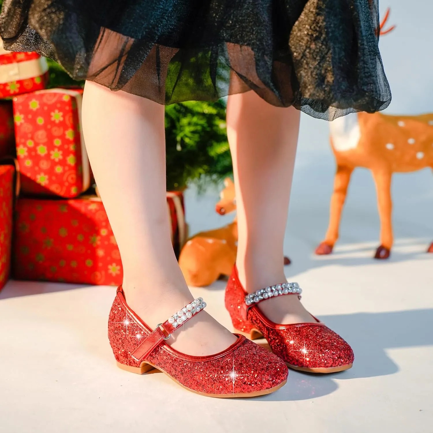 Furdeour Toddler Girls Mary Janes Shoes Low Heel Ballet Flats Wedding Party Dress Shoes for Kids