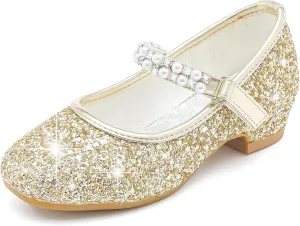 Furdeour Toddler Girls Mary Janes Shoes Low Heel Ballet Flats Wedding Party Dress Shoes for Kids