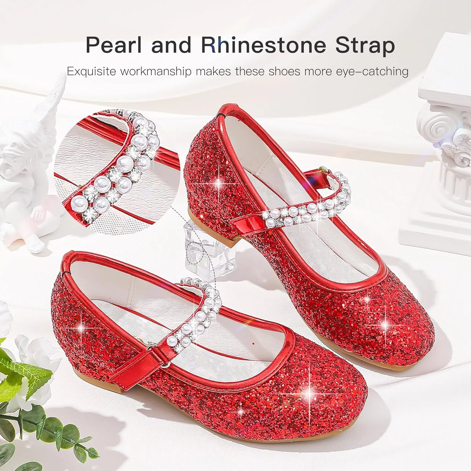 Furdeour Toddler Girls Mary Janes Shoes Low Heel Ballet Flats Wedding Party Dress Shoes for Kids