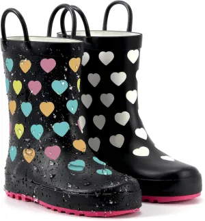 Furuian Color Changing Toddlers Kids Rain Boots for Girls Boys Waterproof Rubber Rain Boots for Toddler Girl Outdoor Rainboots with Easy-on Handles Cute Prints(Toddler/Little Kid/Big Kid)