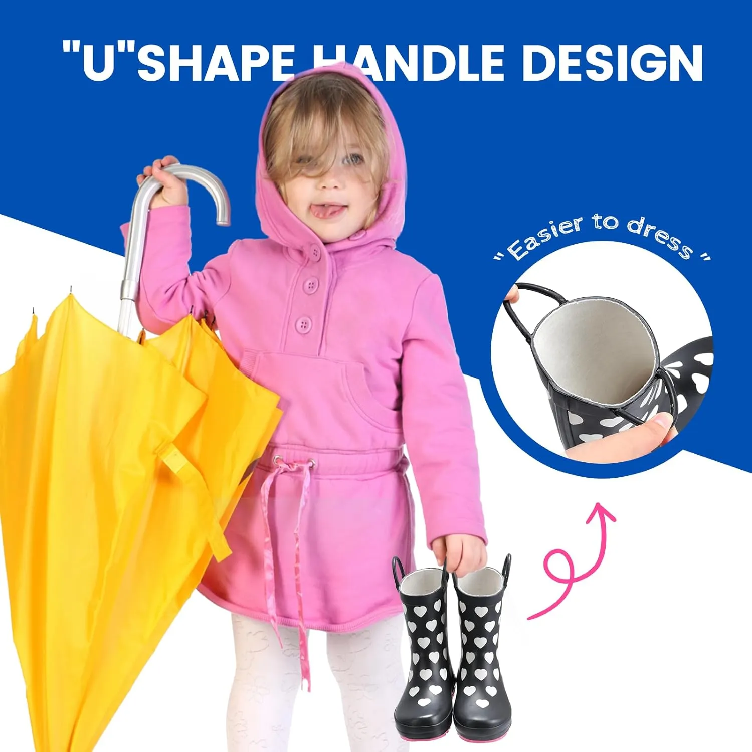 Furuian Color Changing Toddlers Kids Rain Boots for Girls Boys Waterproof Rubber Rain Boots for Toddler Girl Outdoor Rainboots with Easy-on Handles Cute Prints(Toddler/Little Kid/Big Kid)