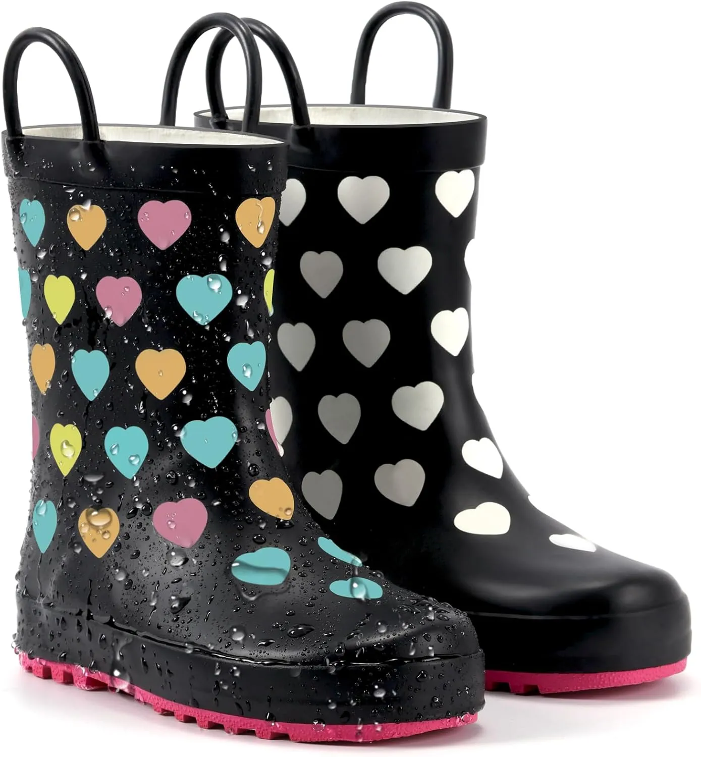 Furuian Color Changing Toddlers Kids Rain Boots for Girls Boys Waterproof Rubber Rain Boots for Toddler Girl Outdoor Rainboots with Easy-on Handles Cute Prints(Toddler/Little Kid/Big Kid)