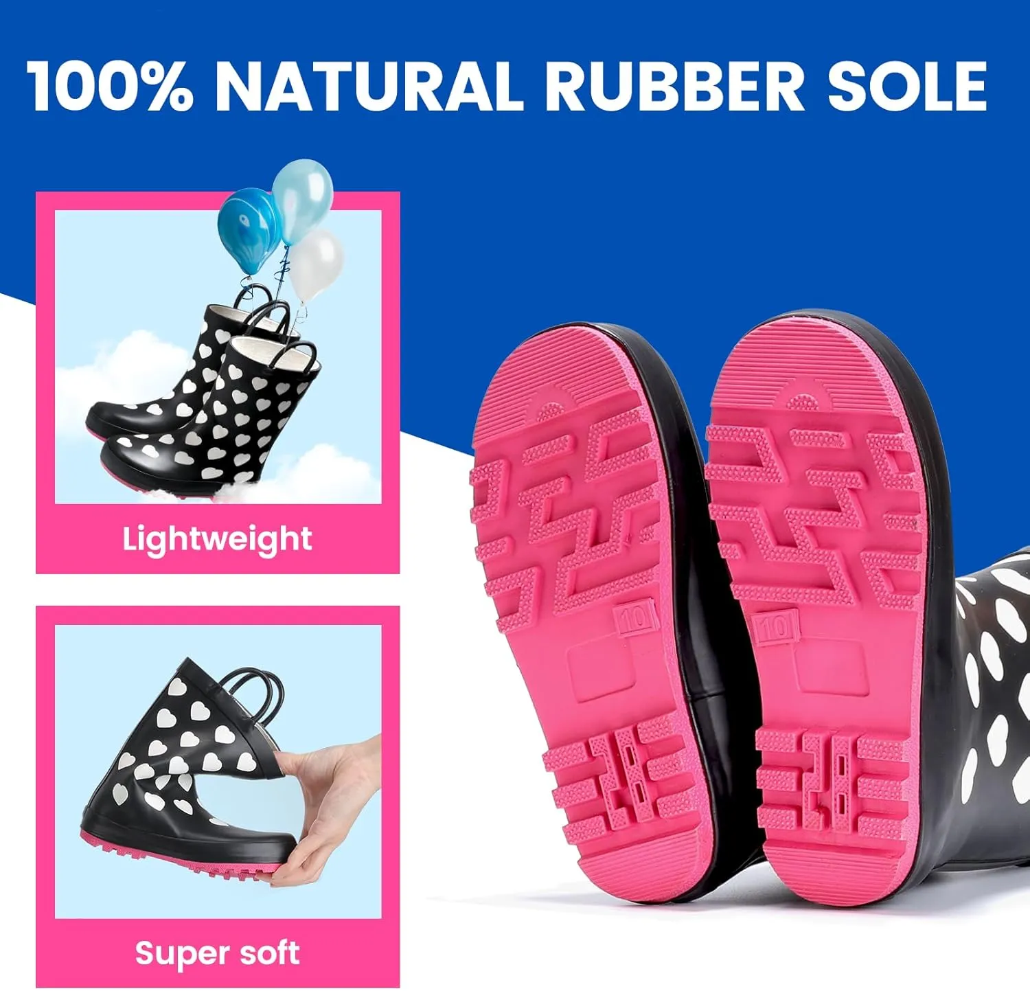 Furuian Color Changing Toddlers Kids Rain Boots for Girls Boys Waterproof Rubber Rain Boots for Toddler Girl Outdoor Rainboots with Easy-on Handles Cute Prints(Toddler/Little Kid/Big Kid)