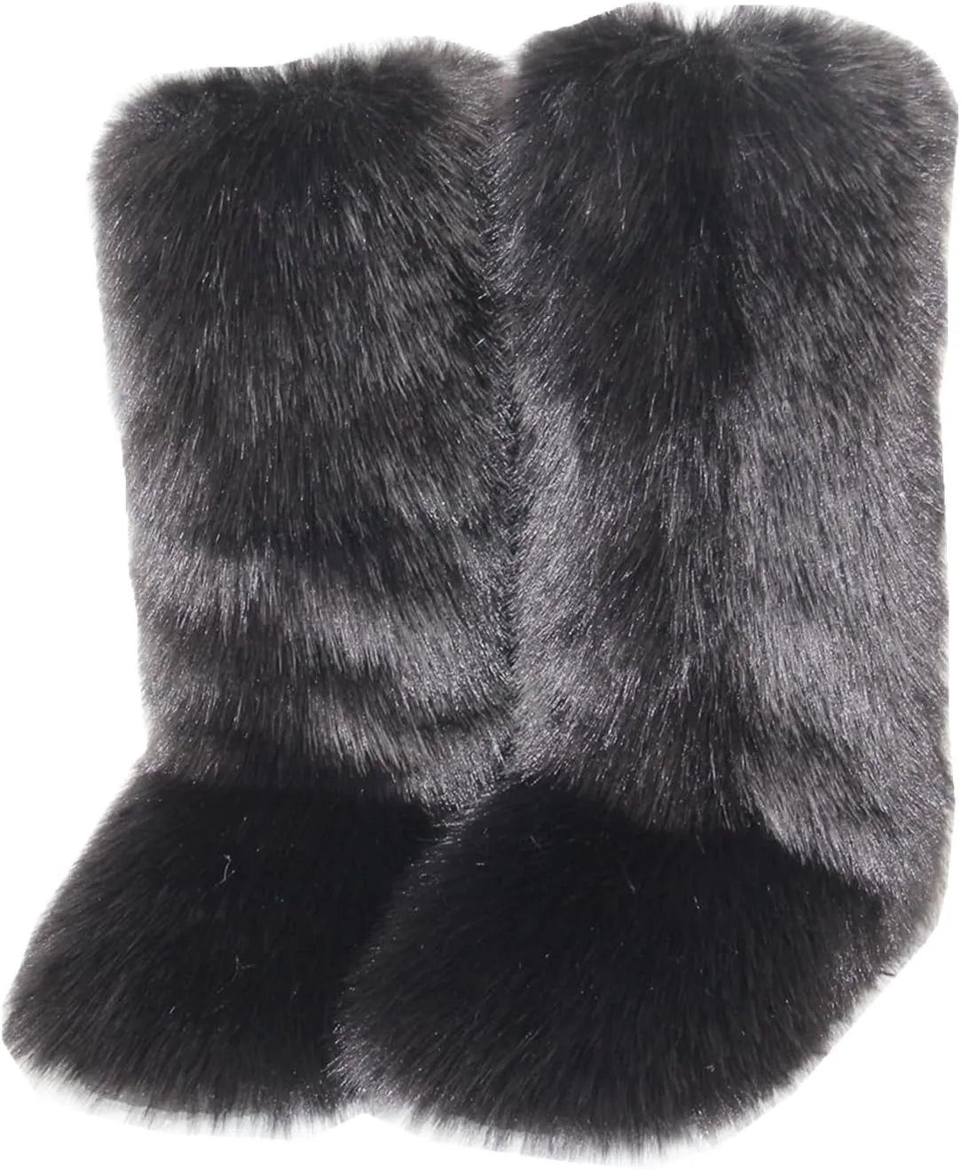 Gegefur Women's Furry Fluffy Boot Faux Fur Long Snow Boot Knee High Boots Warm Comfortable Outdoor Flat Shoes