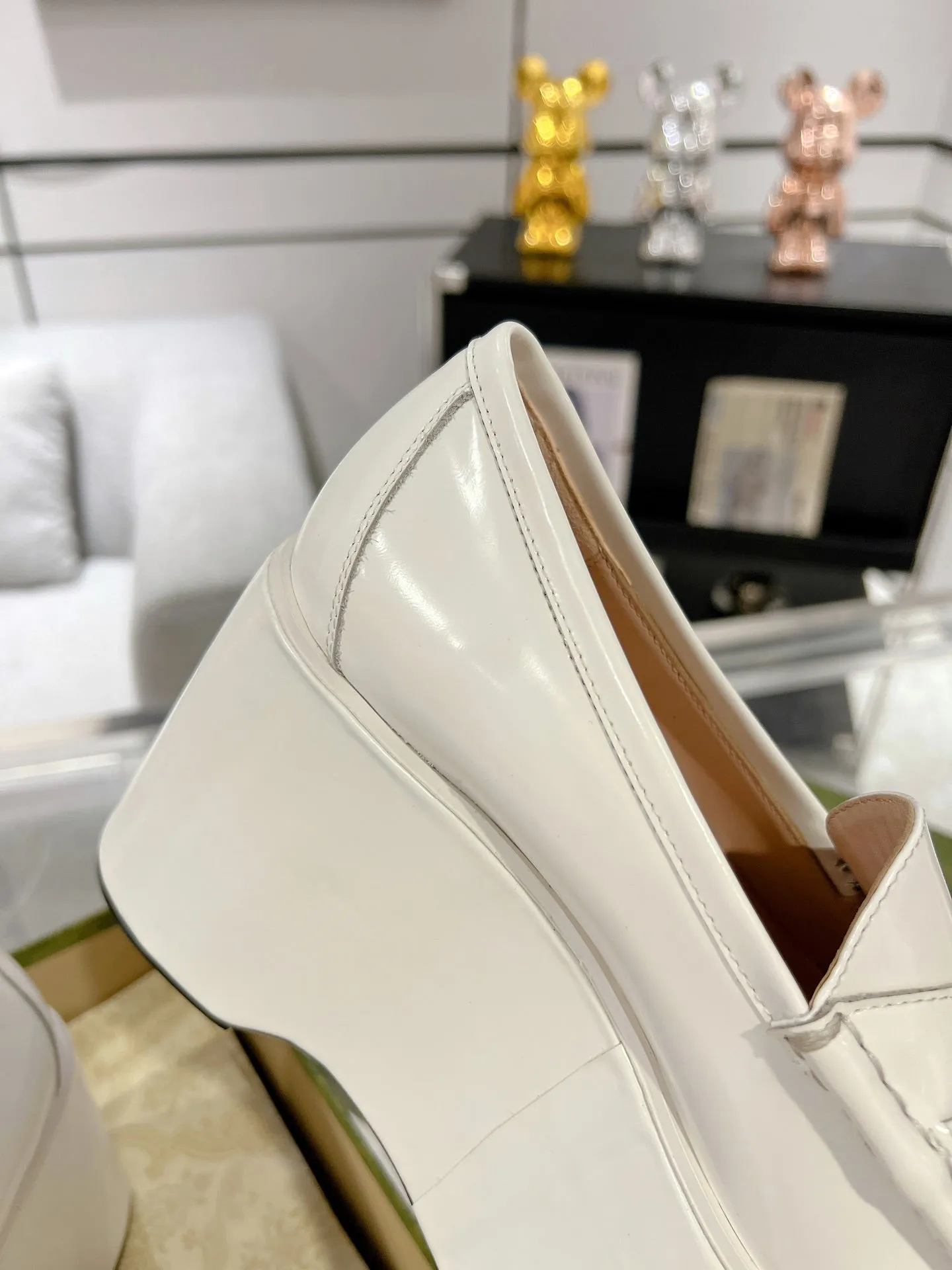 GG HORSEBIT PLATFORM LOAFER WHITE CALFSKIN