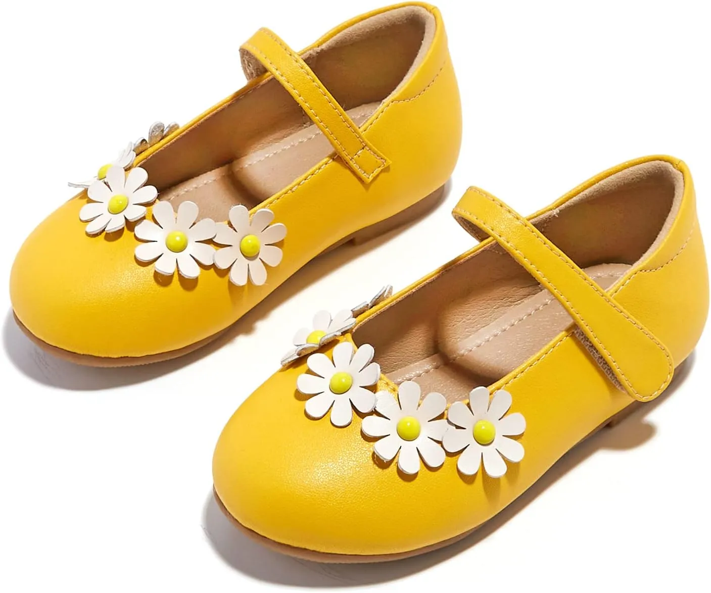 GINFIVE Toddler Girls Mary-Jane Little Girls Slip On Shoes Glitter Ballerina Flats Toddler