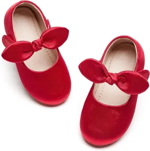 GINFIVE Toddler Girls Mary-Jane Little Girls Slip On Shoes Glitter Ballerina Flats Toddler