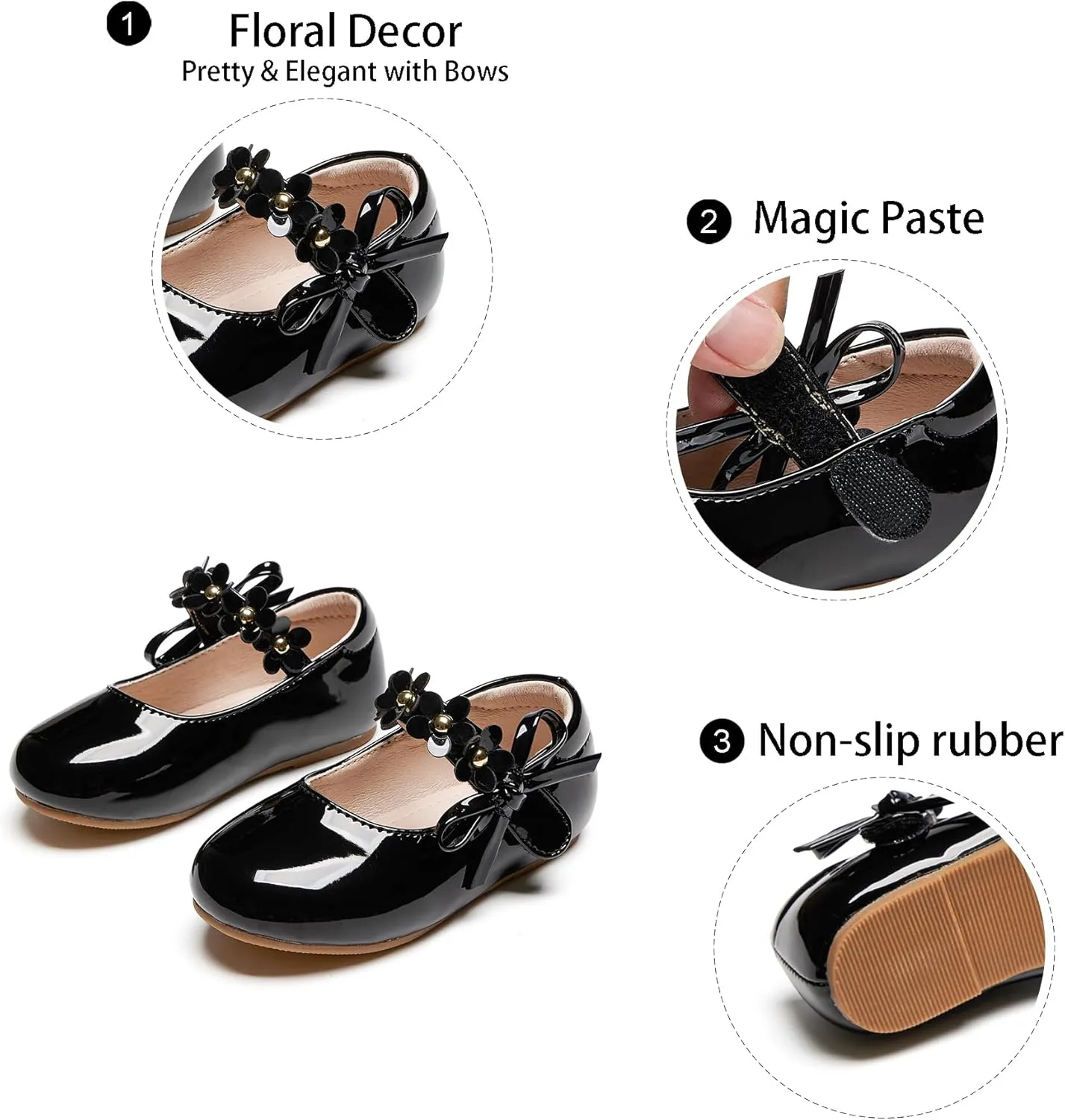 GINFIVE Toddler Girls Mary-Jane Little Girls Slip On Shoes Glitter Ballerina Flats Toddler
