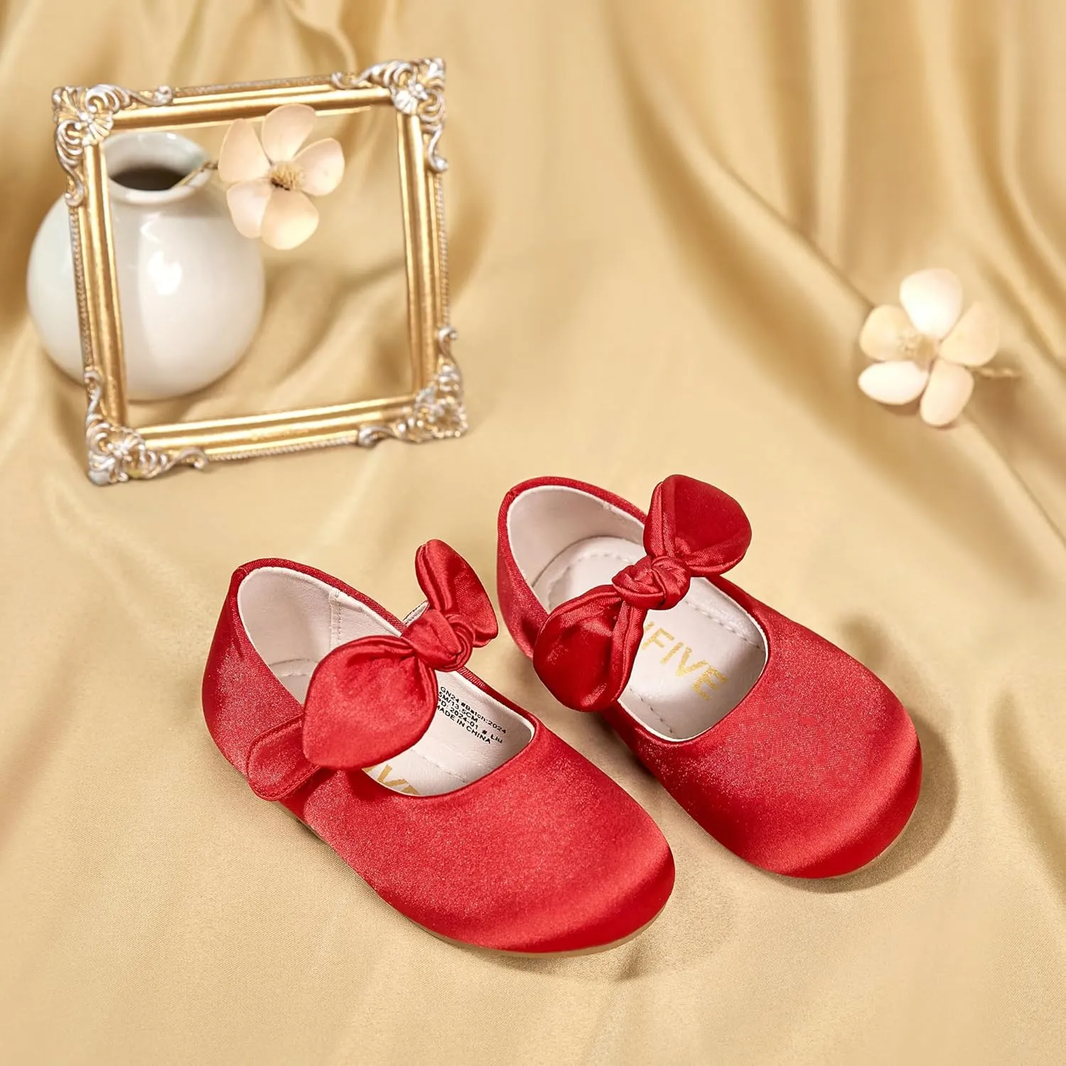 GINFIVE Toddler Girls Mary-Jane Little Girls Slip On Shoes Glitter Ballerina Flats Toddler