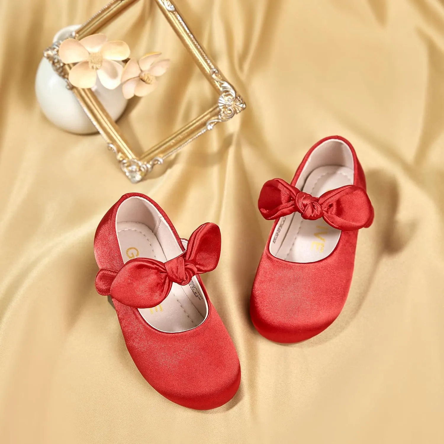 GINFIVE Toddler Girls Mary-Jane Little Girls Slip On Shoes Glitter Ballerina Flats Toddler