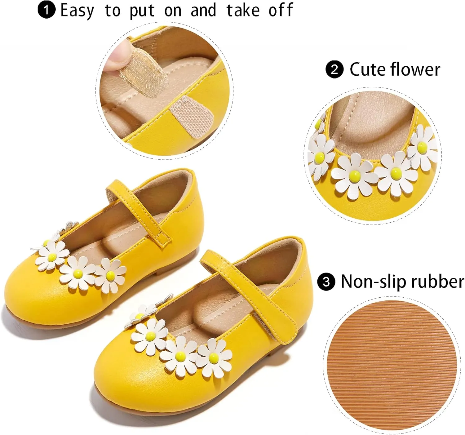 GINFIVE Toddler Girls Mary-Jane Little Girls Slip On Shoes Glitter Ballerina Flats Toddler