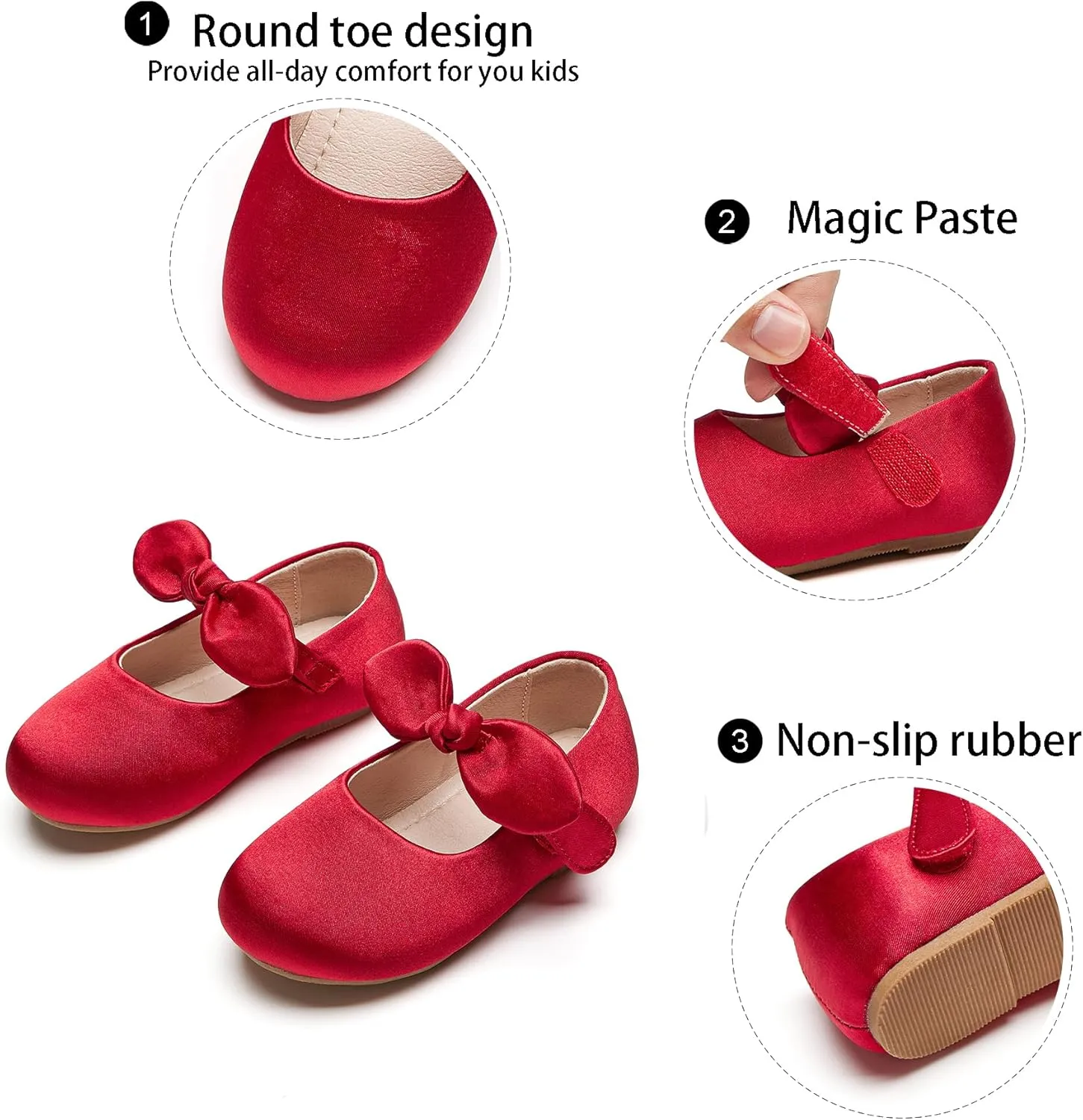 GINFIVE Toddler Girls Mary-Jane Little Girls Slip On Shoes Glitter Ballerina Flats Toddler
