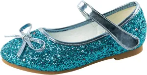 Girls Bowknot Glitter Dress Shoes Cute Mary Jane Low Heels Party Wedding Prom Formal Shoes for Preppy Teens Kids