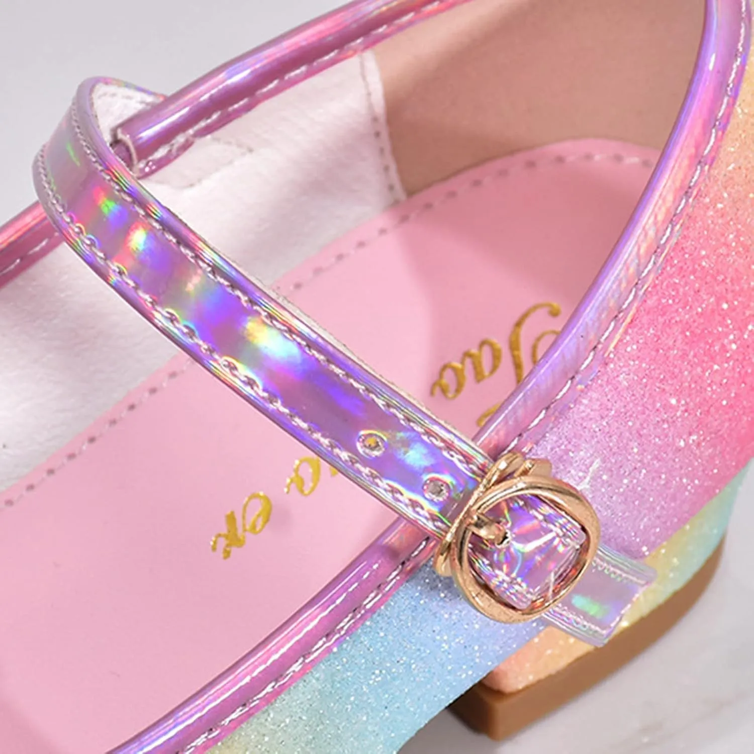 Girls Colorful Bowknot Shiny Dress Shoes Kids Sparkly Ballet Flats Cute Rainbow Strap Princess Bridesmaid Sandals