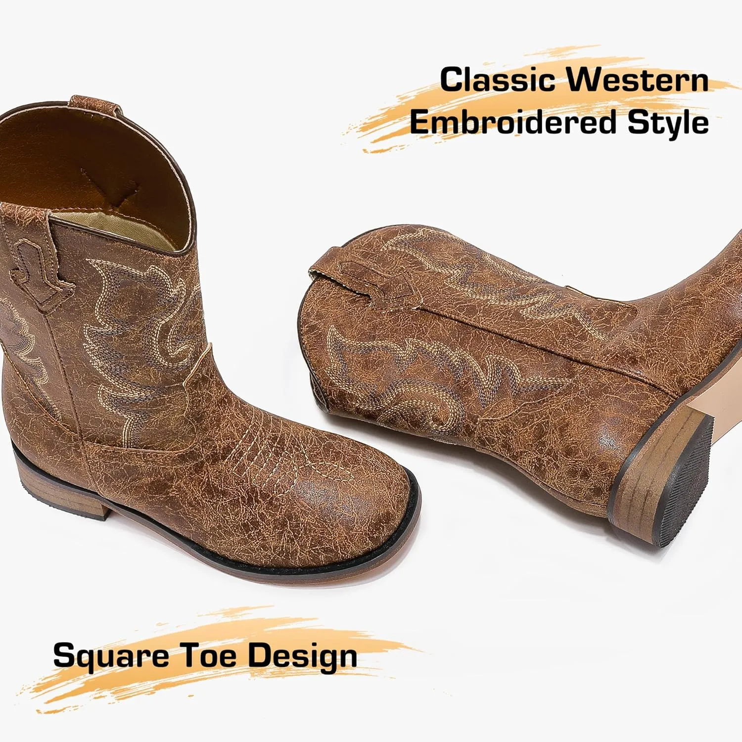 Girls Cowgirl Boots Unisex-Child Mid Calf Glitter Toddler Cowboy Boot Little Big Kids Western Riding Shoes