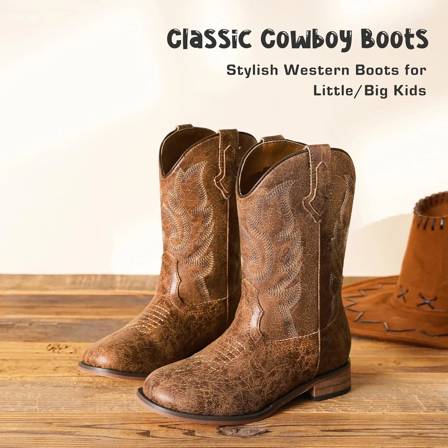 Girls Cowgirl Boots Unisex-Child Mid Calf Glitter Toddler Cowboy Boot Little Big Kids Western Riding Shoes