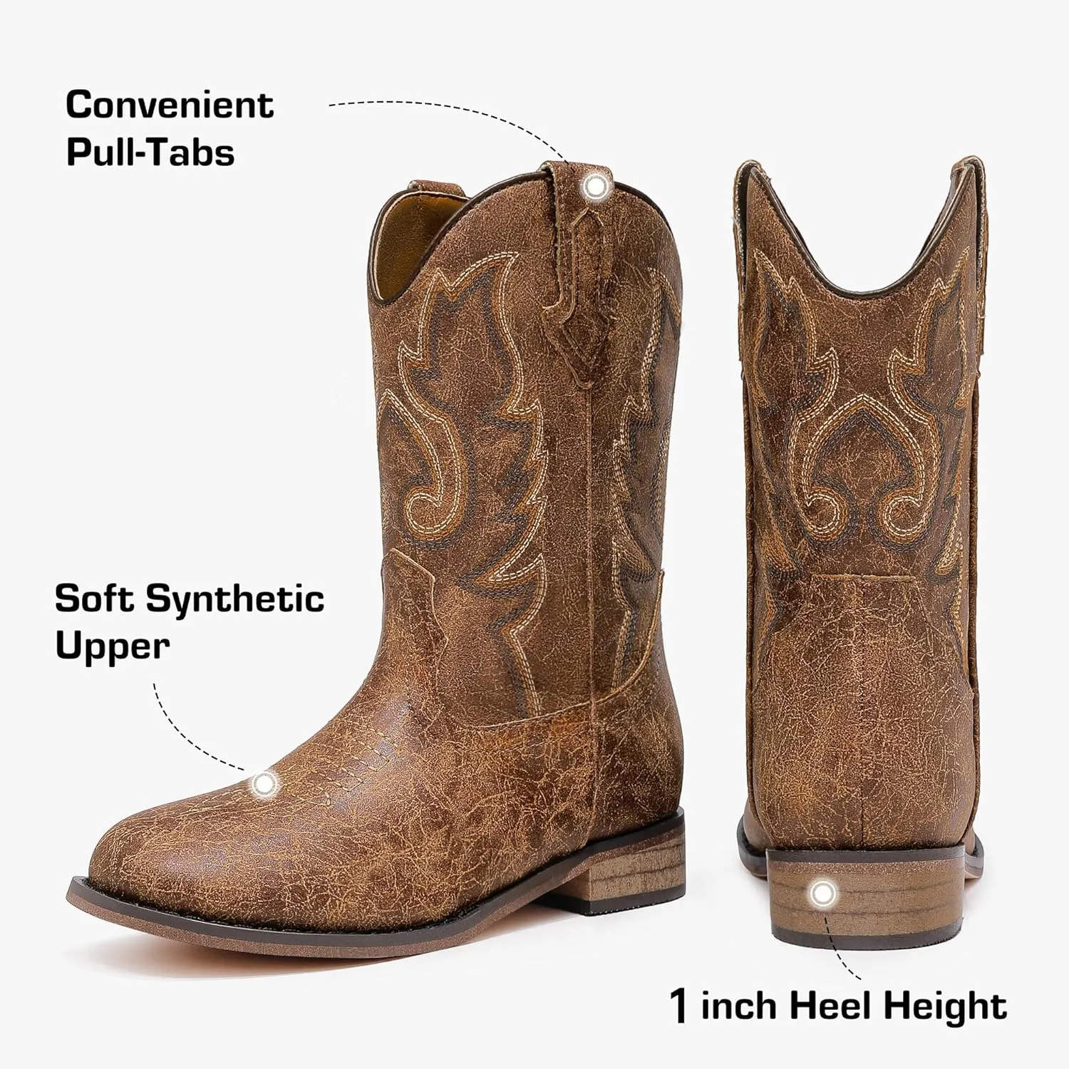 Girls Cowgirl Boots Unisex-Child Mid Calf Glitter Toddler Cowboy Boot Little Big Kids Western Riding Shoes