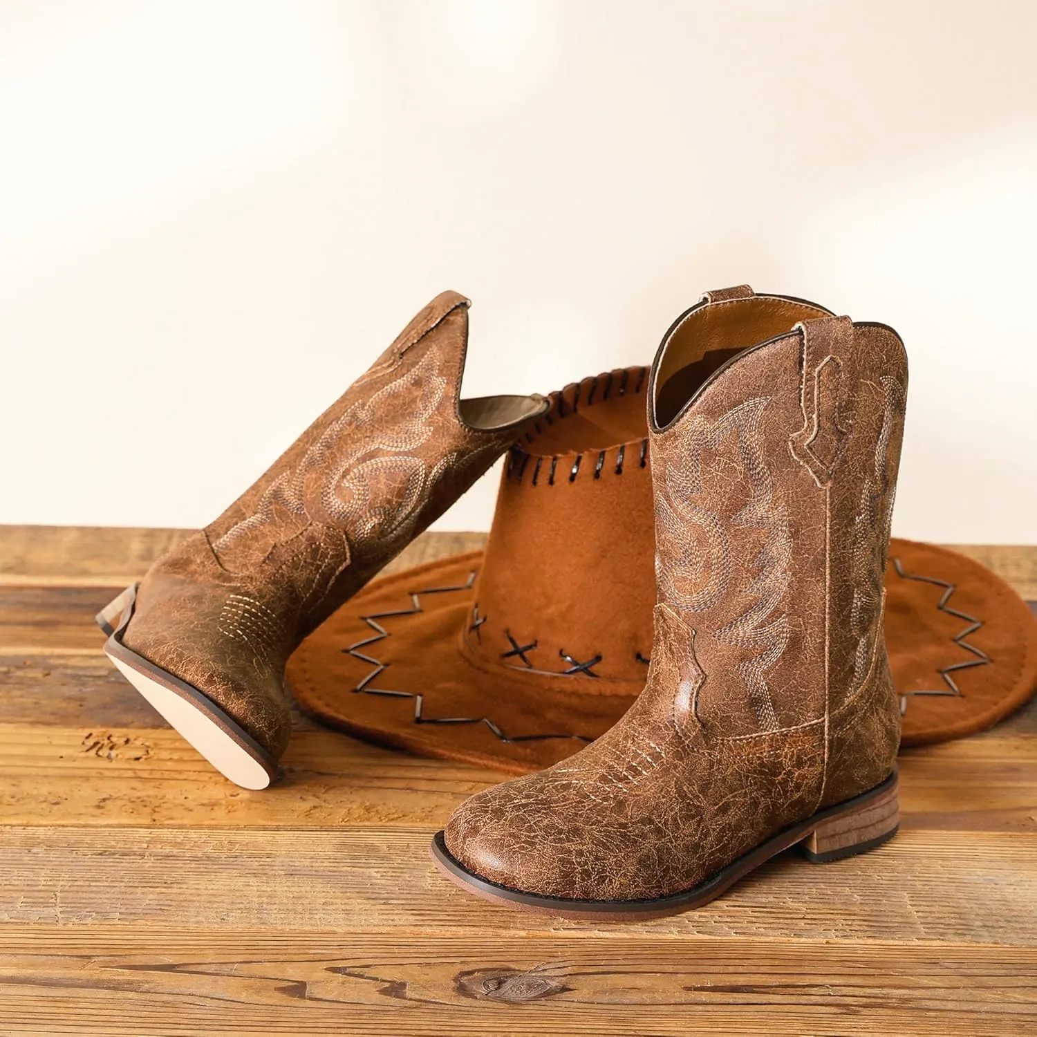 Girls Cowgirl Boots Unisex-Child Mid Calf Glitter Toddler Cowboy Boot Little Big Kids Western Riding Shoes
