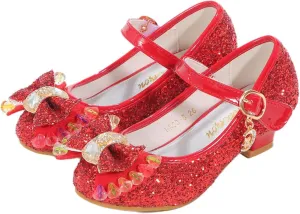 Girls Dress Shoes Adorable Sparkle Mary Jane Flats for Wedding Party