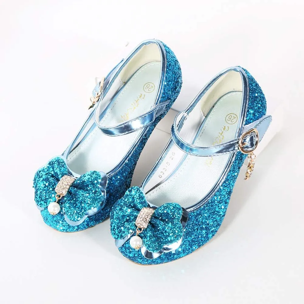 Girls Dress Shoes Adorable Sparkle Mary Jane Flats for Wedding Party