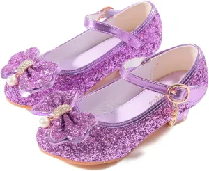Girls Dress Shoes Adorable Sparkle Mary Jane Flats for Wedding Party
