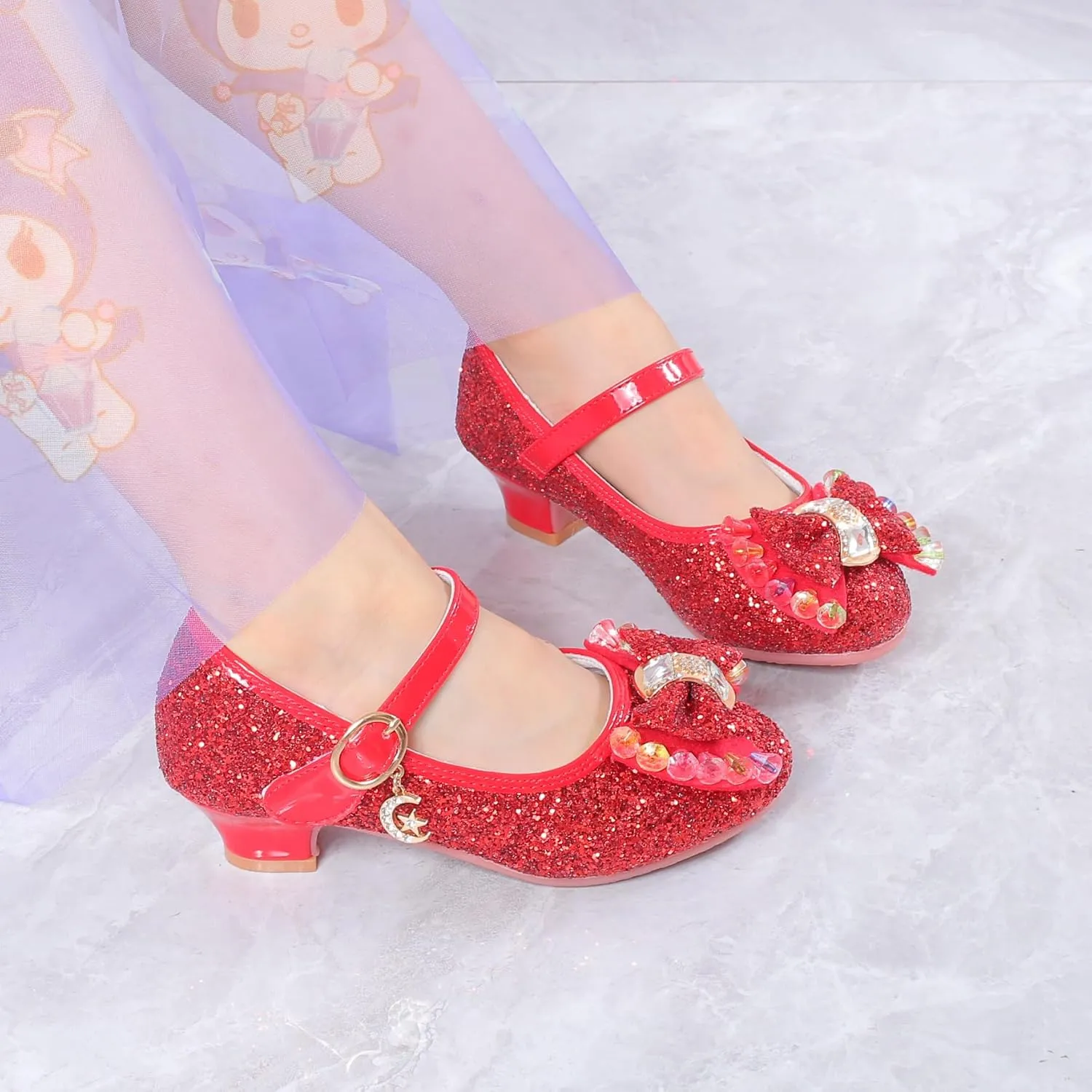 Girls Dress Shoes Adorable Sparkle Mary Jane Flats for Wedding Party