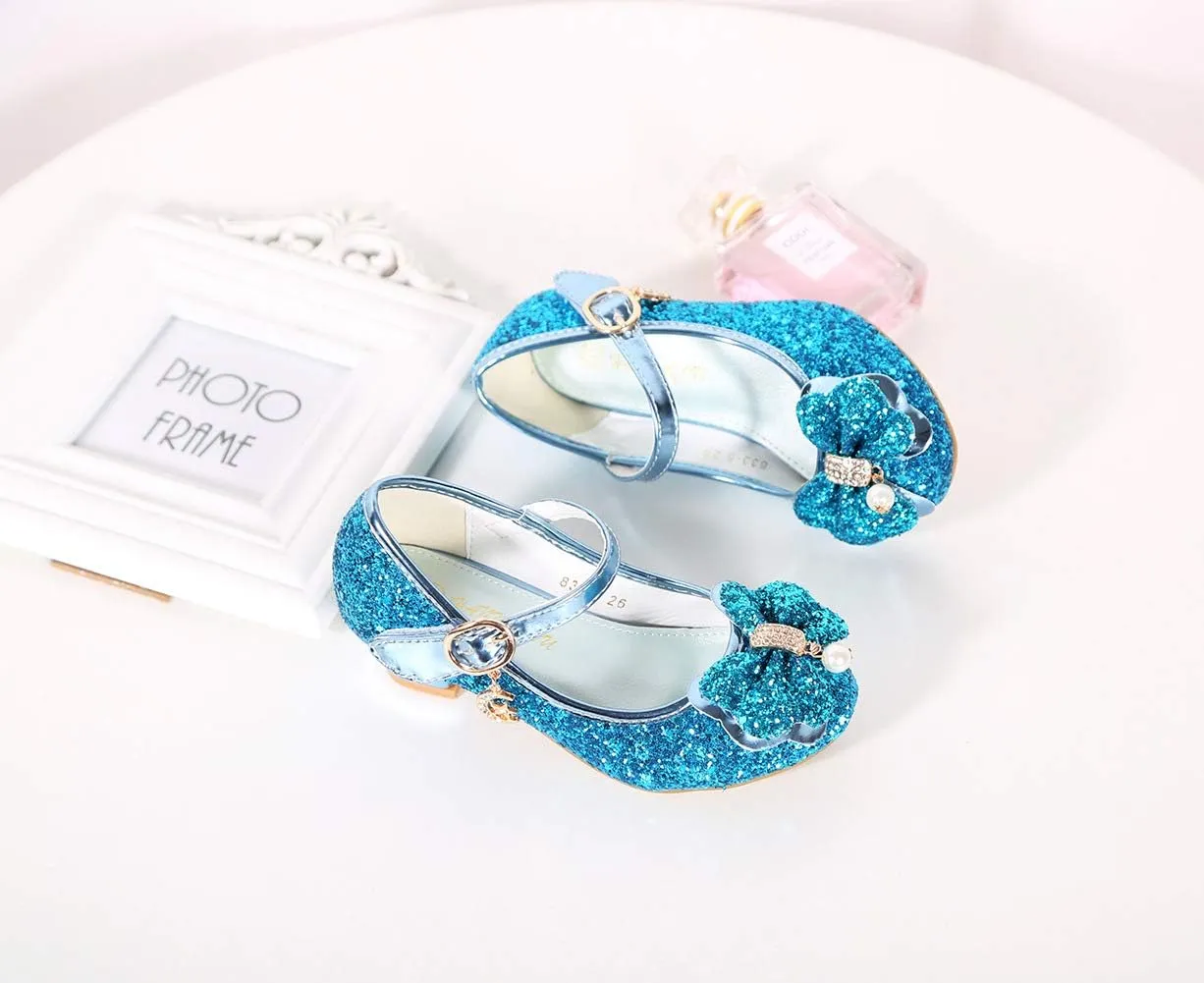 Girls Dress Shoes Adorable Sparkle Mary Jane Flats for Wedding Party
